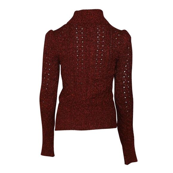 Pre Loved Isabel Marant Vintage Metallic Knit Mock Neck Sweater Women burgundy - Picture 3 of 8